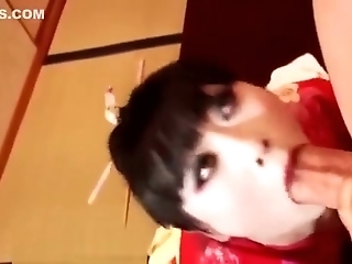Japanese Woman In Geisha Uniform Sucks Cock